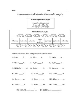 Preview of Customary and Metric Units of Length Practice