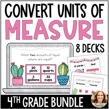 Preview of Customary and Metric Units of Measure Boom Card BUNDLE - 4th Grade Math