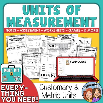 Preview of Customary & Metric Units of Measurement Geometry Worksheets, Activities, Quiz +