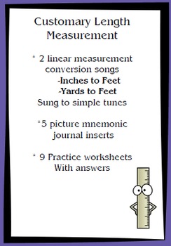 Preview of Customary/Standard Linear Measurement Songs, Journal Inserts and More