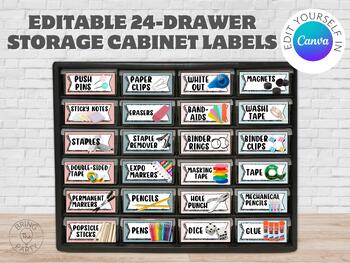 Preview of Customizable 24-Drawer Labels, Akro-Mils Drawer Unit, Teacher Labels