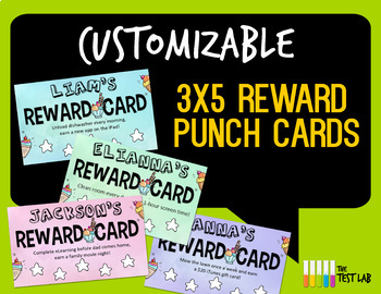 Preview of Customizable 3x5 Printable Reward Punch Cards Goal Setting Behavior Management
