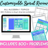 Customizable Algebra 1 Spiral Review Sheets 800+ Questions
