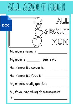 Preview of Customizable ‘All About Mum’ Google Doc: A Mother’s Day Tribute