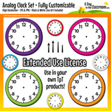Customizable Analog Clock Clip Art Graphics for Commercial Use