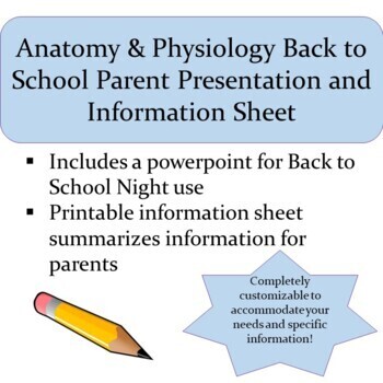 Preview of Customizable Anatomy & Physiology Back to School Night Powerpoint and Handout
