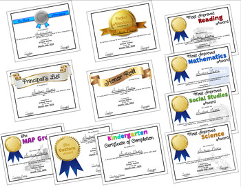 Preview of Customizable Award Certificates 2023-2024 School Year