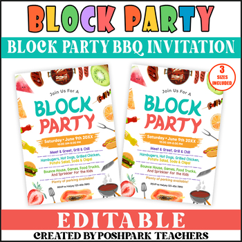 Preview of Customizable Block Party Invitation | Community Block Party Invite