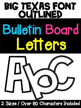 Preview of Customizable Bulletin Board Letters - Big Texas Bold Font OUTLINED