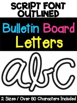 Preview of Customizable Bulletin Board Letters - Cursive Script Font OUTLINED