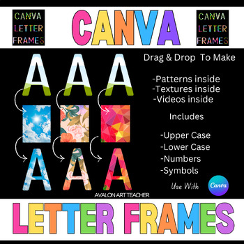 Preview of Customizable Canva Alphabet Letter Number Frames Template Editable Photo Letters
