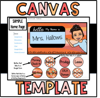Preview of Customizable Canvas Course Template (Digital Classroom) with Instructional Video