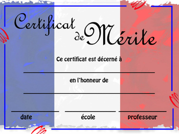 Preview of Customizable Certificate of Achievement - French Students All Levels