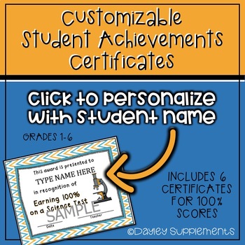 Preview of Student Achievement Award Certificates Editable and Printable