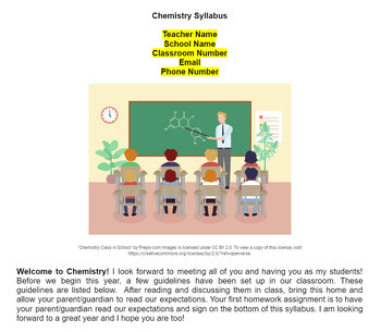 Preview of Customizable Chemistry Syllabus