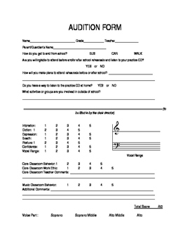 Preview of Customizable Choir Audition Form
