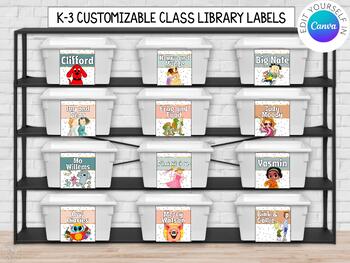 Preview of Customizable Classroom LIBRARY Book LABELS, Elementary Library, K-3 Grade Level
