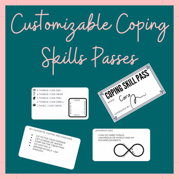 Preview of Customizable Coping Skills Break Passes for Emotion Regulation