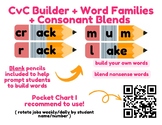 Customizable CvC Builder + Word Families + Consonant Blend