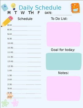 Preview of Customizable Daily Schedule