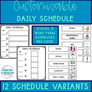 Preview of Customizable Daily Student Schedules- In Visual & Word Form