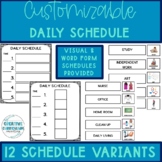 Customizable Daily Student Schedules- In Visual & Word Form