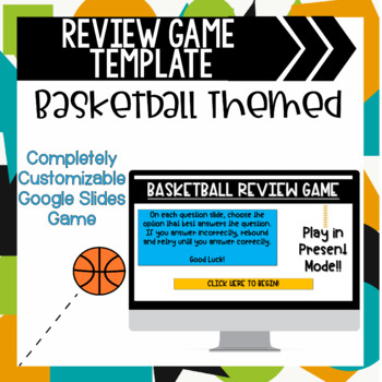 Preview of Customizable  Digital Review Game Google Slides Template | Basketball Themed