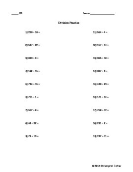 Preview of Customizable Division Worksheet