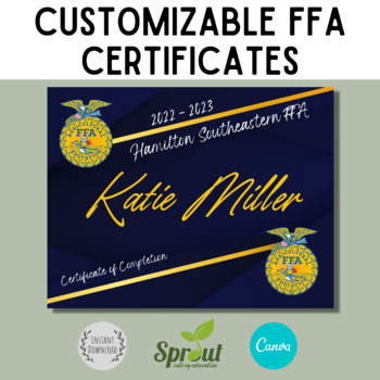 Preview of Customizable FFA Certificates