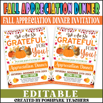 Preview of Customizable Fall Appreciation Dinner Invitation | Give Thanks Invite Template