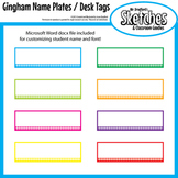 Name Plate / Desk Tag Templates in Eight Bright Gingham Prints