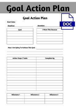Preview of Customizable Goal Action Plan Template: Crush Your Goals with Clarity & Purpose