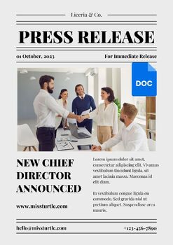 Preview of Customizable Google Docs Press Release Template 2024 tpt
