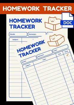 Preview of Customizable Homework Tracker Template for Students: Organize Your Assignments