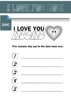 Preview of Customizable ‘I Love You Mom’ Google Doc: A Mother’s Day Appreciation Template