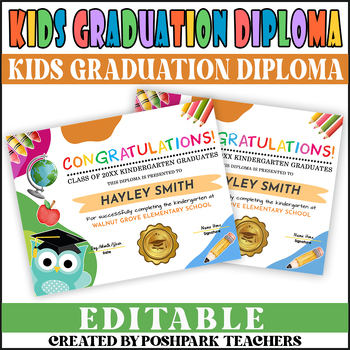 Customizable Kindergarten Graduation Diploma | PreK, Daycare, Any Grade ...