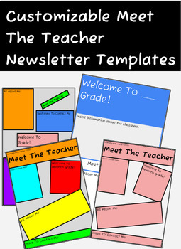 Preview of Customizable Meet The Teacher Newsletter Templates