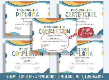 Preview of Customizable Modern Diplomas, Certificates, and Invitations for Kids