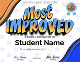 Customizable Most Improved Award Certificate