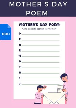 Preview of Customizable ‘Mother’s Day Acrostic Poem’ Google Doc: A Heartfelt Tribute