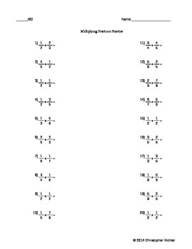 Preview of Customizable Multiplying Fractions Worksheet