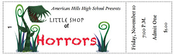 Preview of Customizable Numbered Tickets for Little Shop of Horror Theatrical Performance