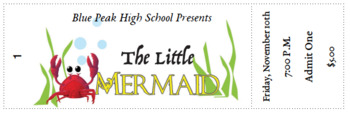 Preview of Customizable Numbered Tickets for The Little Mermaid Theatrical Performance