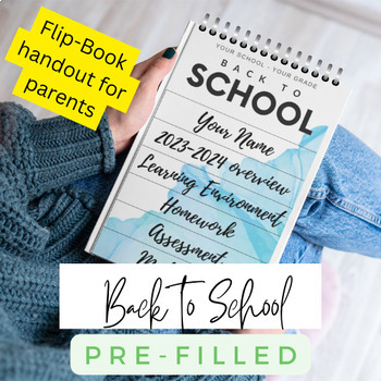 Preview of Customizable Parent Handbook Flipbook for Meet the Teacher Editable