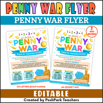 Customizable Penny War Fundraiser Flyer | School Fundraiser Invite Template