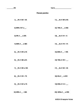 Preview of Customizable Percents Worksheet