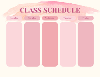 Preview of Customizable Pink Class School Schedule