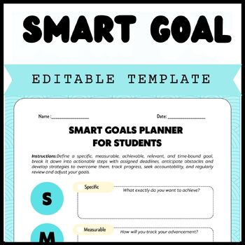 Preview of Customizable Planner Smart Goals Template for Google Docs (2024)