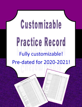 Preview of Customizable Practice Record for Music Classes (excel version)