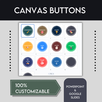 Preview of Customizable Round PNG Canvas LMS Buttons Pack - Distance Learning Resources